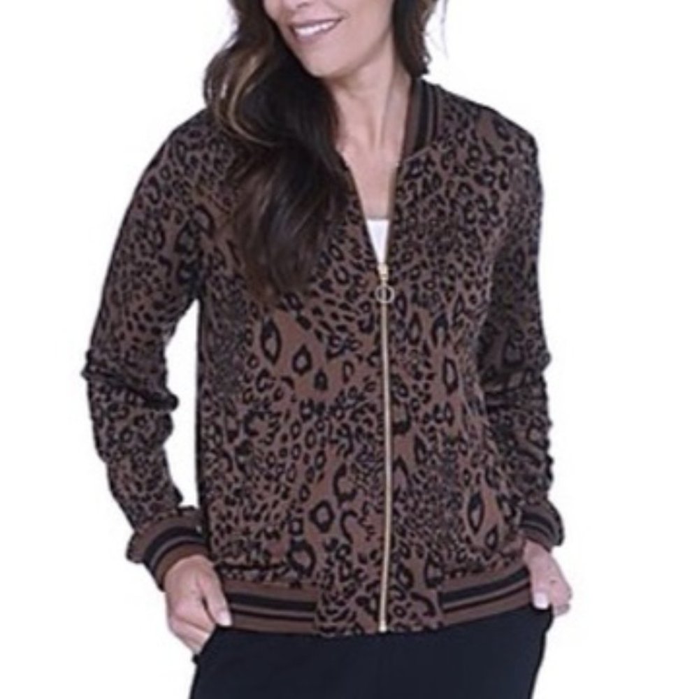 Du Jour Animal Print Bomber Jacket Size S